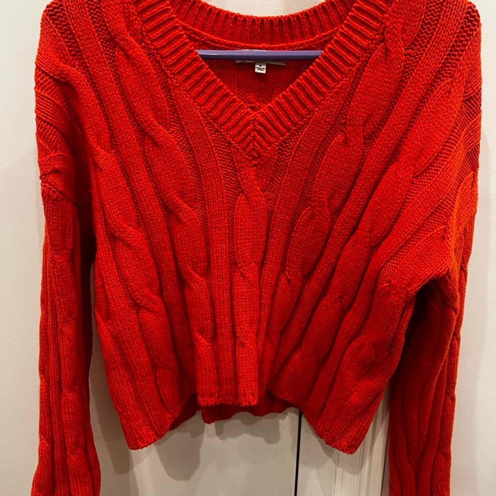 Madewell | Cable Knit V-Neck Sweater